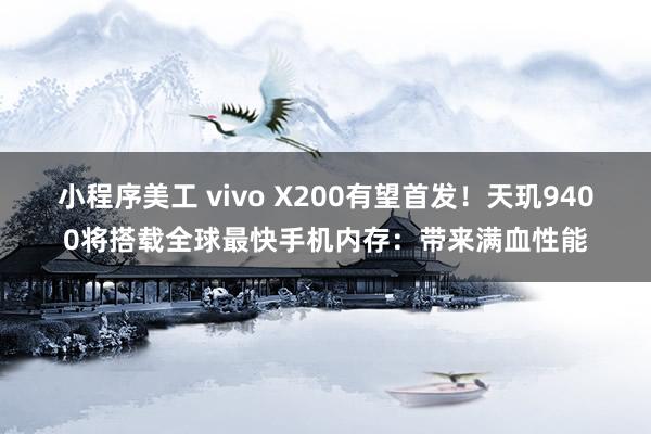 小程序美工 vivo X200有望首发！天玑9400将搭载全球最快手机内存：带来满血性能